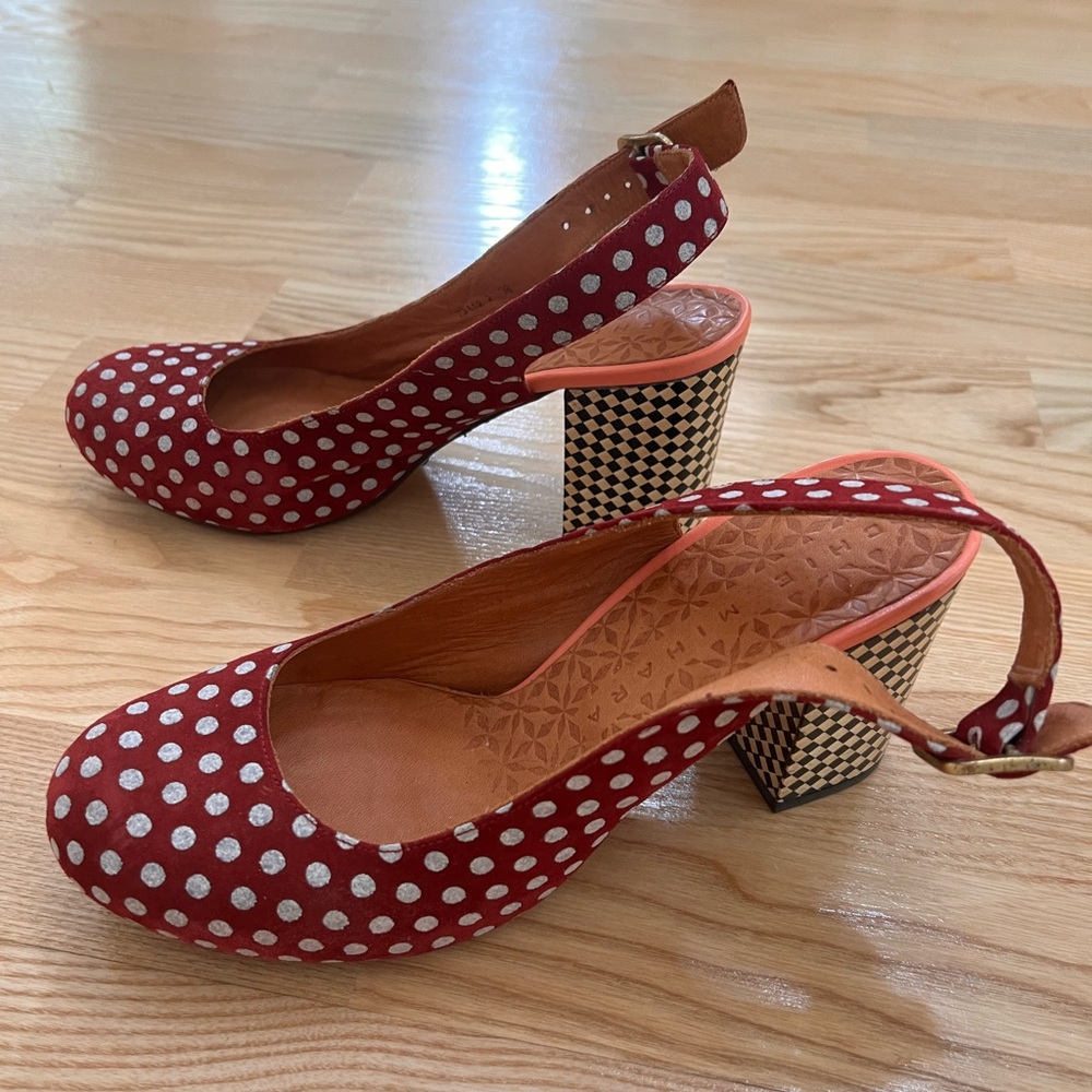 Chie Mihara Polka Dot Slingback Heels